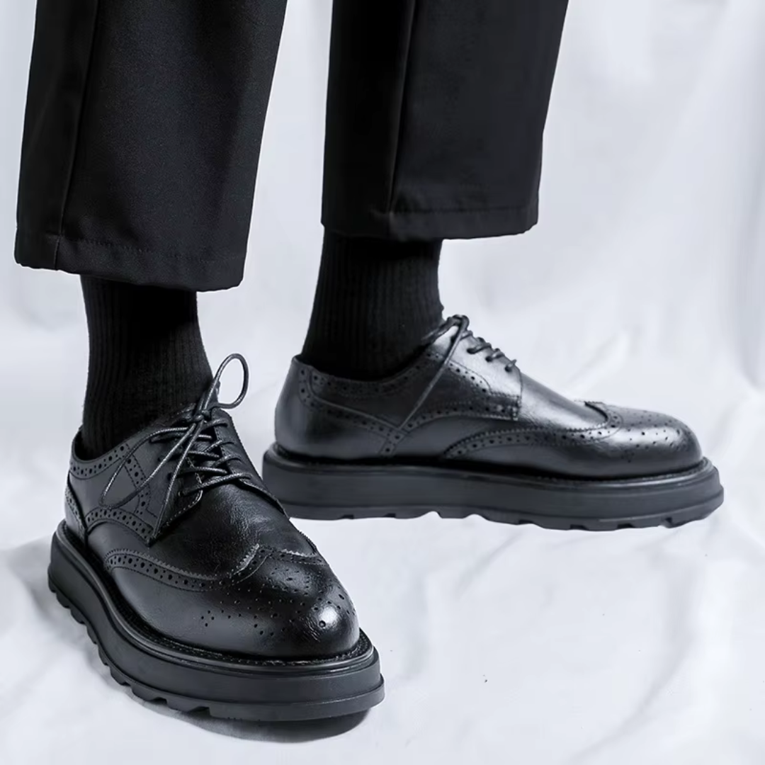 Alehan - Leather Derby Shoes With Lug Sole