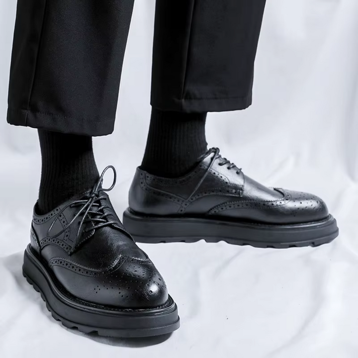 Alehan - Leather Derby Shoes With Lug Sole