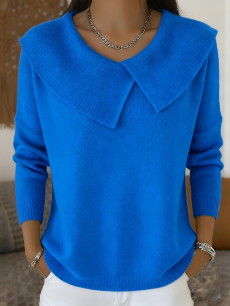 Jitka - Knitted Sweater with Sailor Style Collar