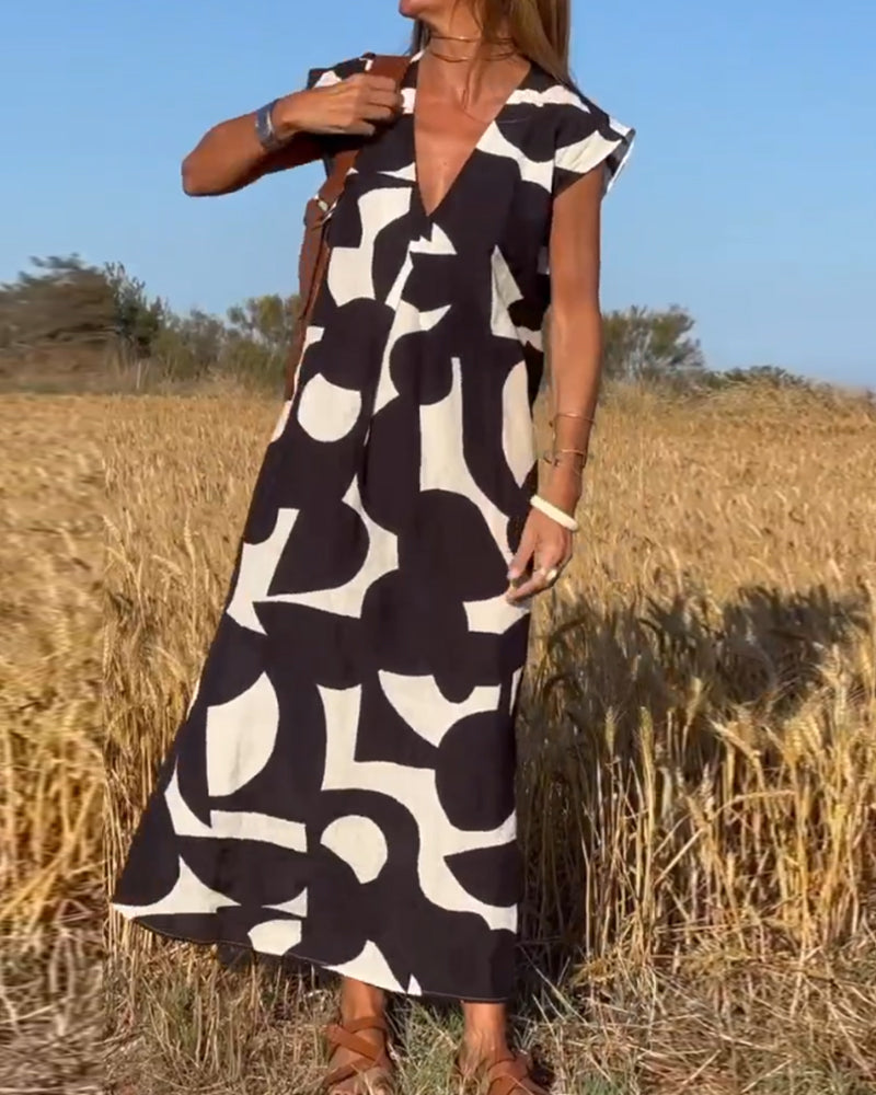 Sarinya - Printed Dress With V-Neck