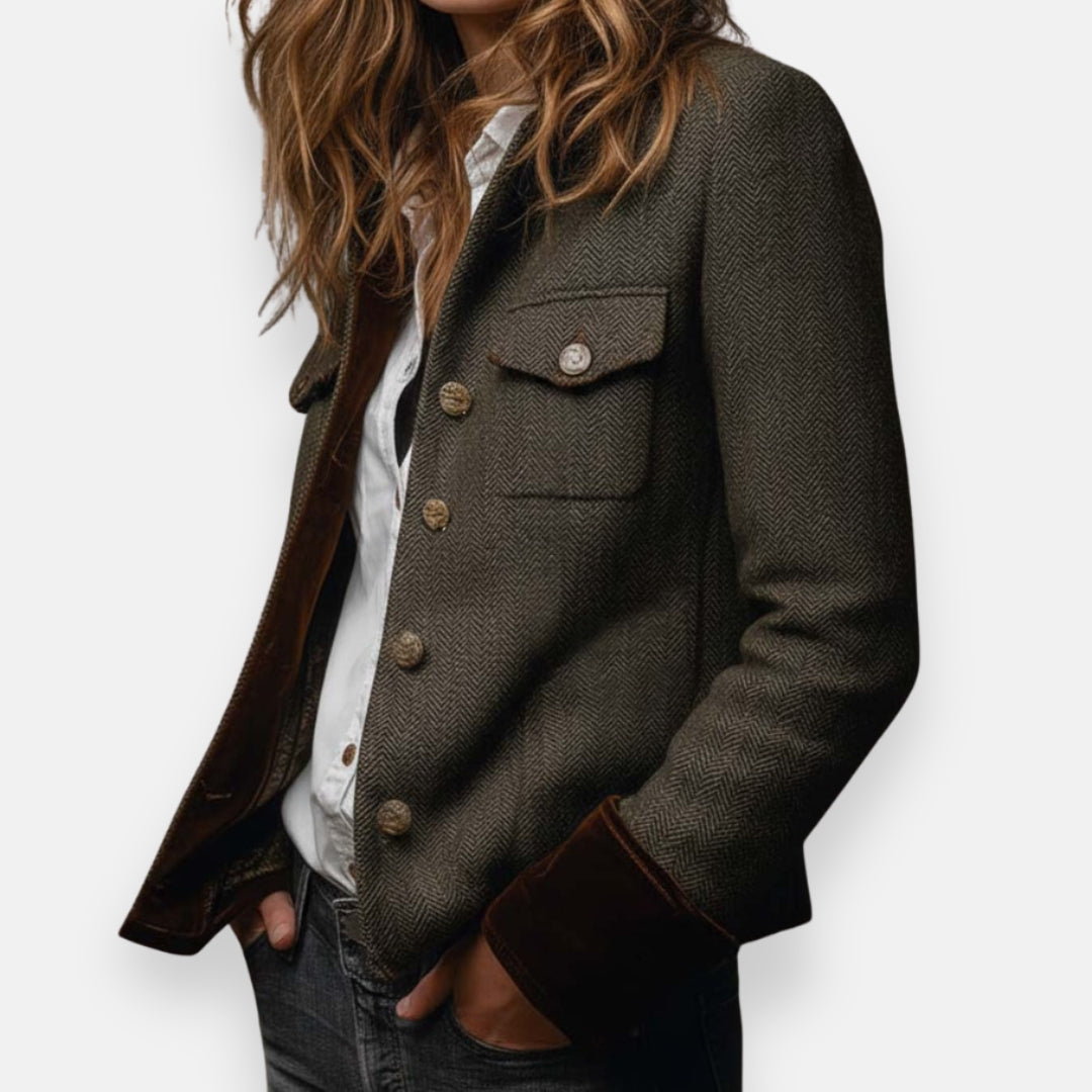Gordi - Velvet Trim Long Sleeved Blazer