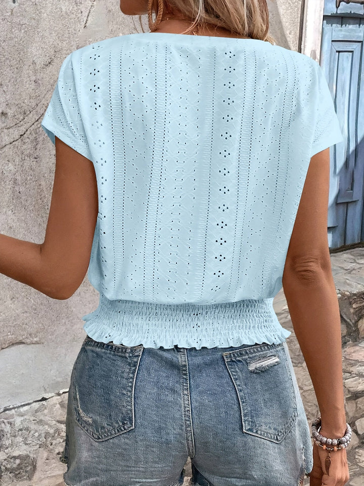 Delores - Elegant V-Neck Batwing T-Shirt