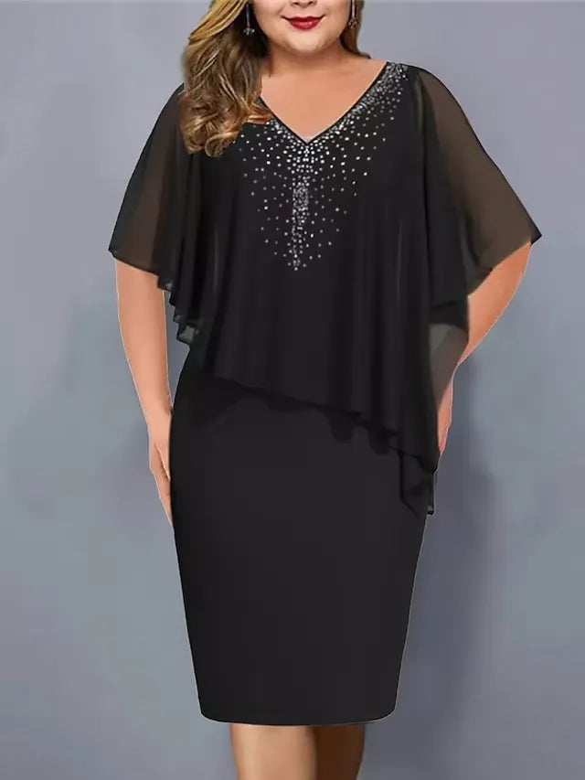 Kalista - Rhinestone-Embellished Chiffon V-Neck Dress