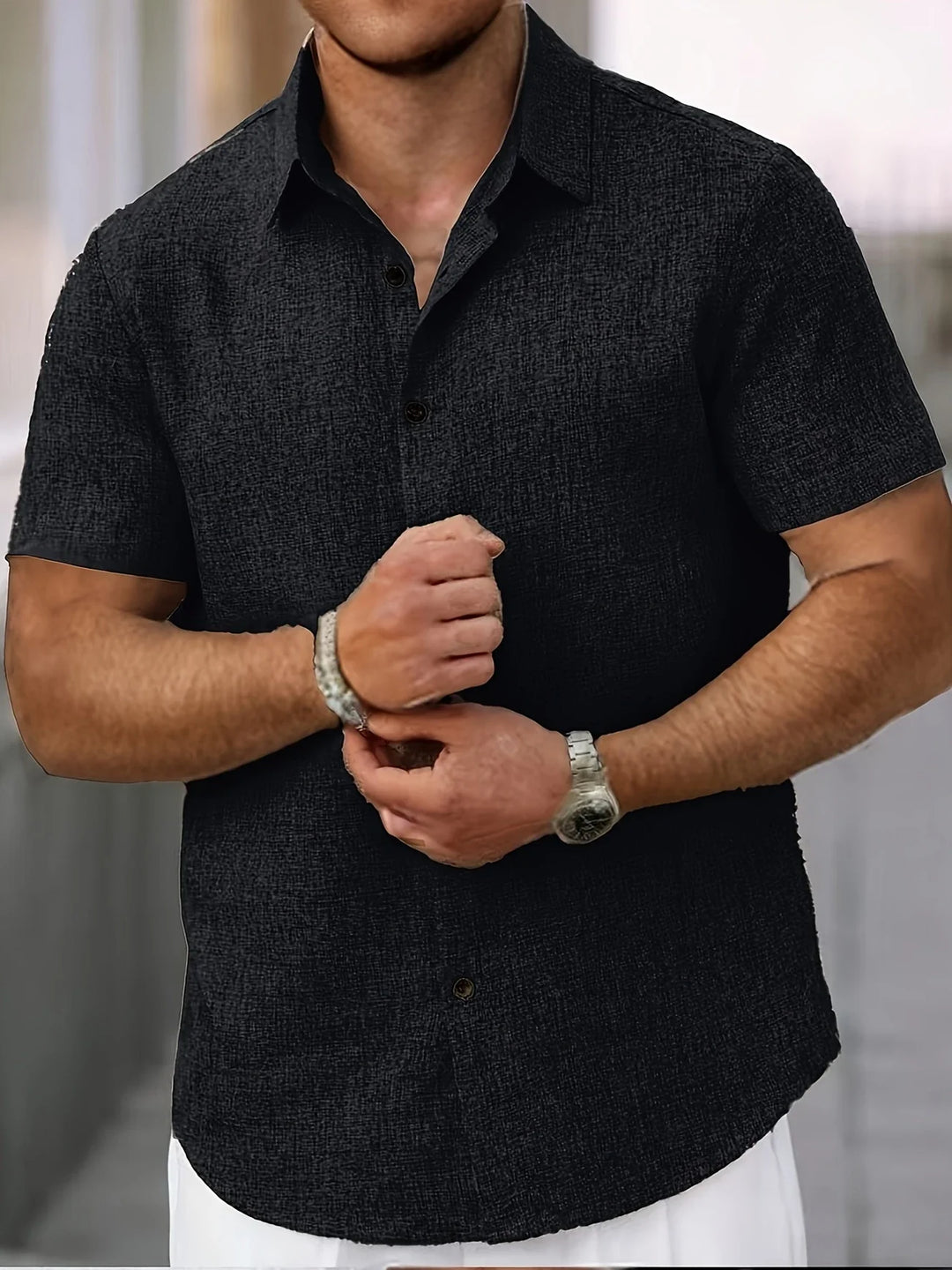 Dwight - Lightweight Linen Blend Short Sleeve Shirt