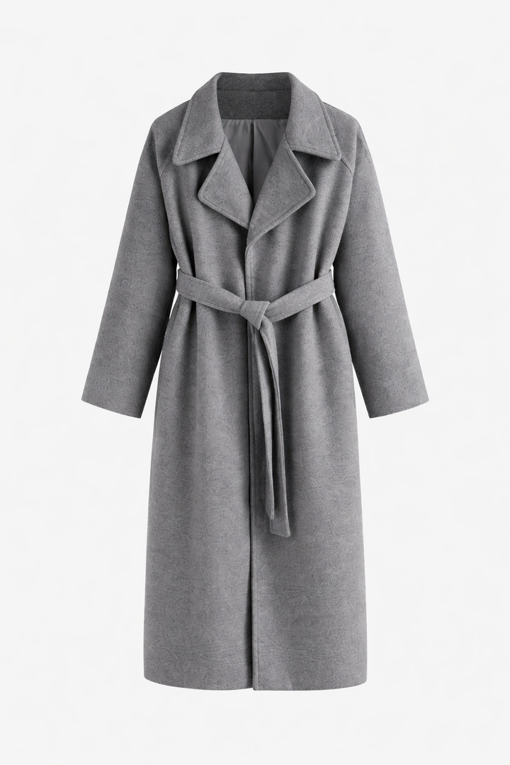 Shulamit - Elegant Long Sleeve Overcoat With Belt