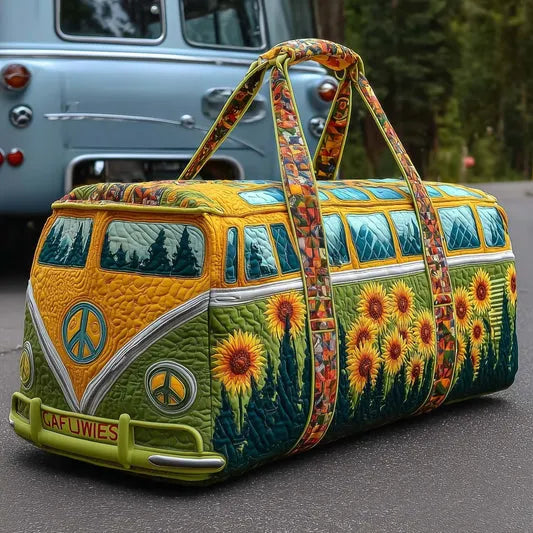 Zefea - Quilted Vintage Camper Print Travel Bag