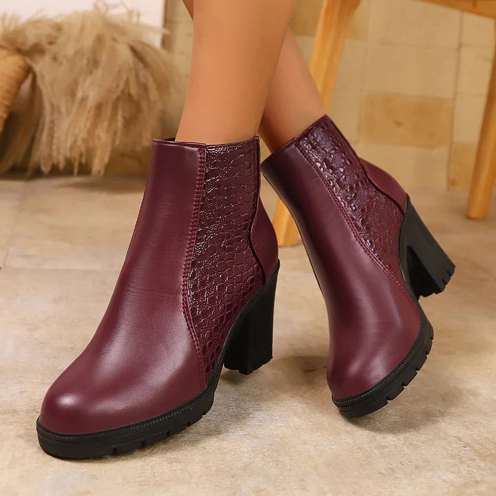 Noy - Leather Thick Heeled Shoes