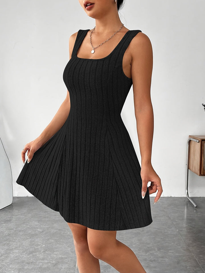 Geneeniya - Ribbed Mini Dress With Cropped Hooded Top