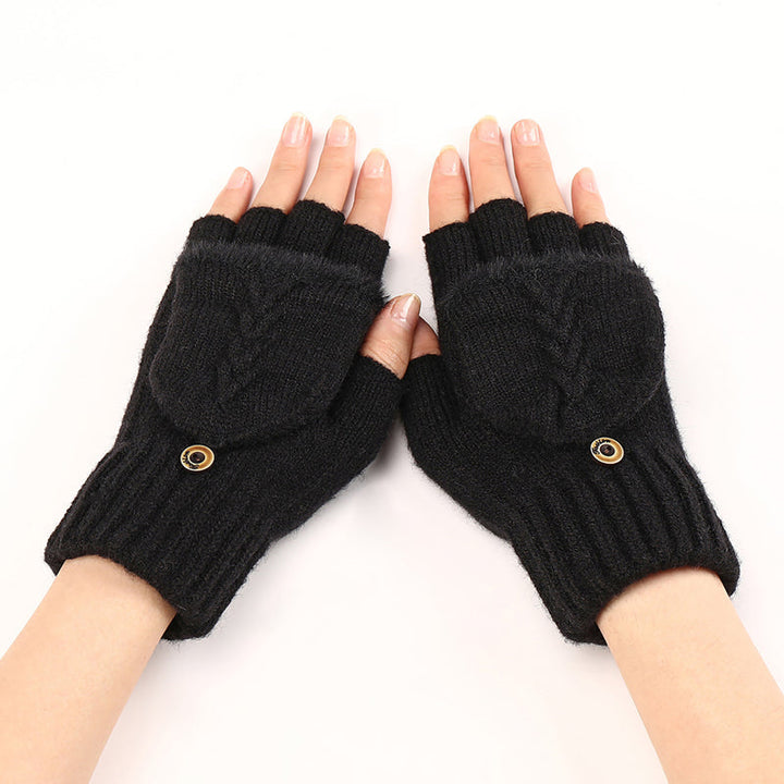 GloveGleam - Knitted Fingerless Flip Gloves