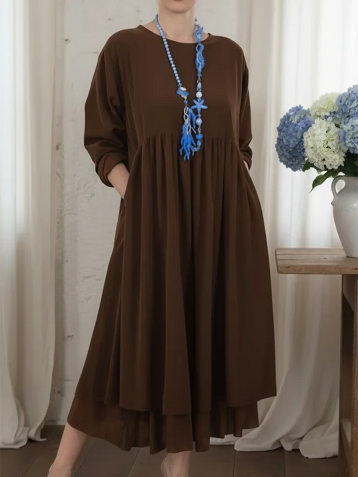 Ceinwen - Loose And Double Layered Hem Maxi Dress