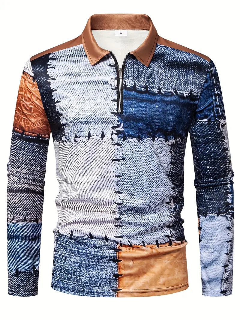 Zerem - Color Block Long Sleeve Shirt with Zip