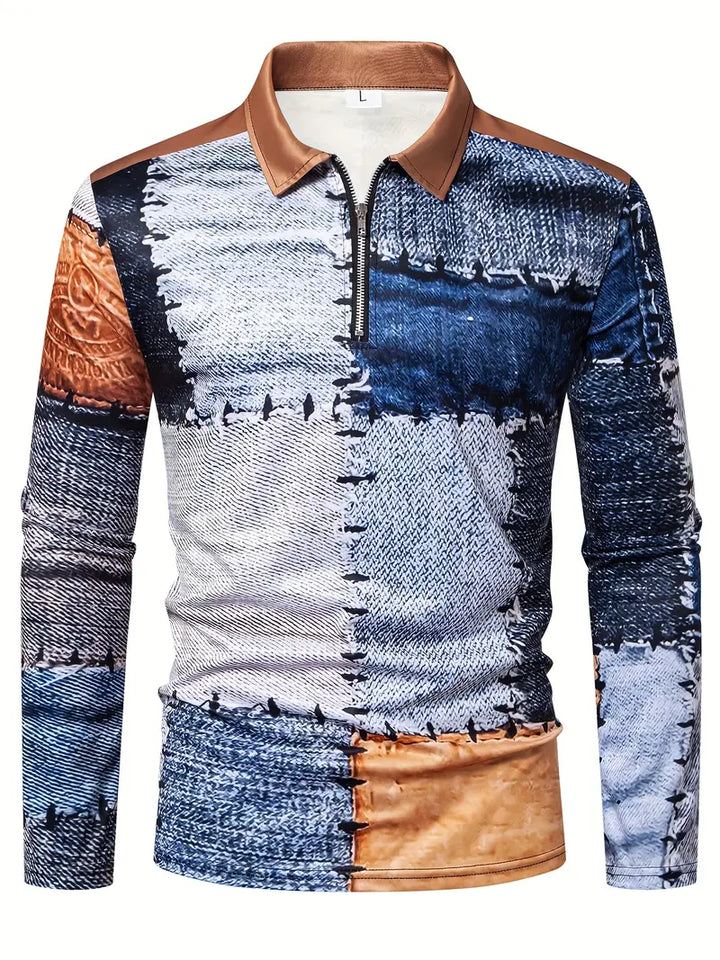 Zerem - Color Block Long Sleeve Shirt with Zip