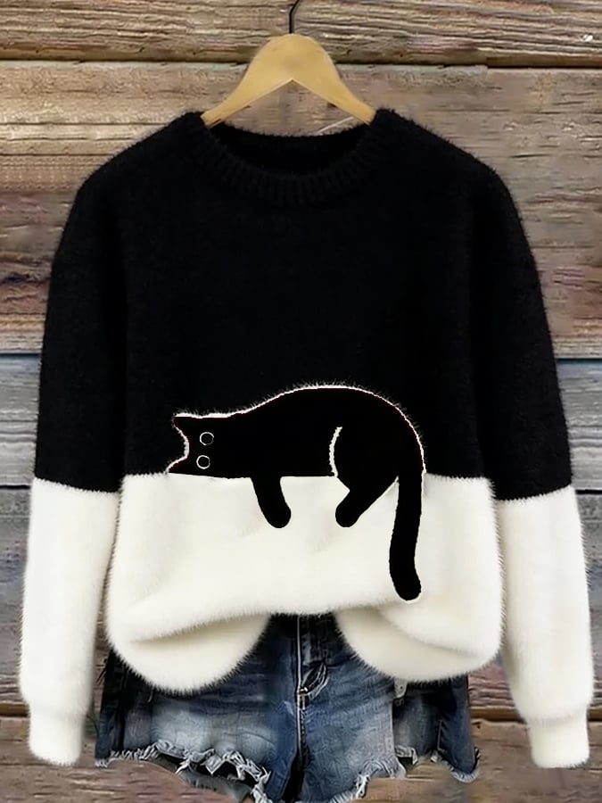 Kalisine - Casual Cat Graphic Sweater