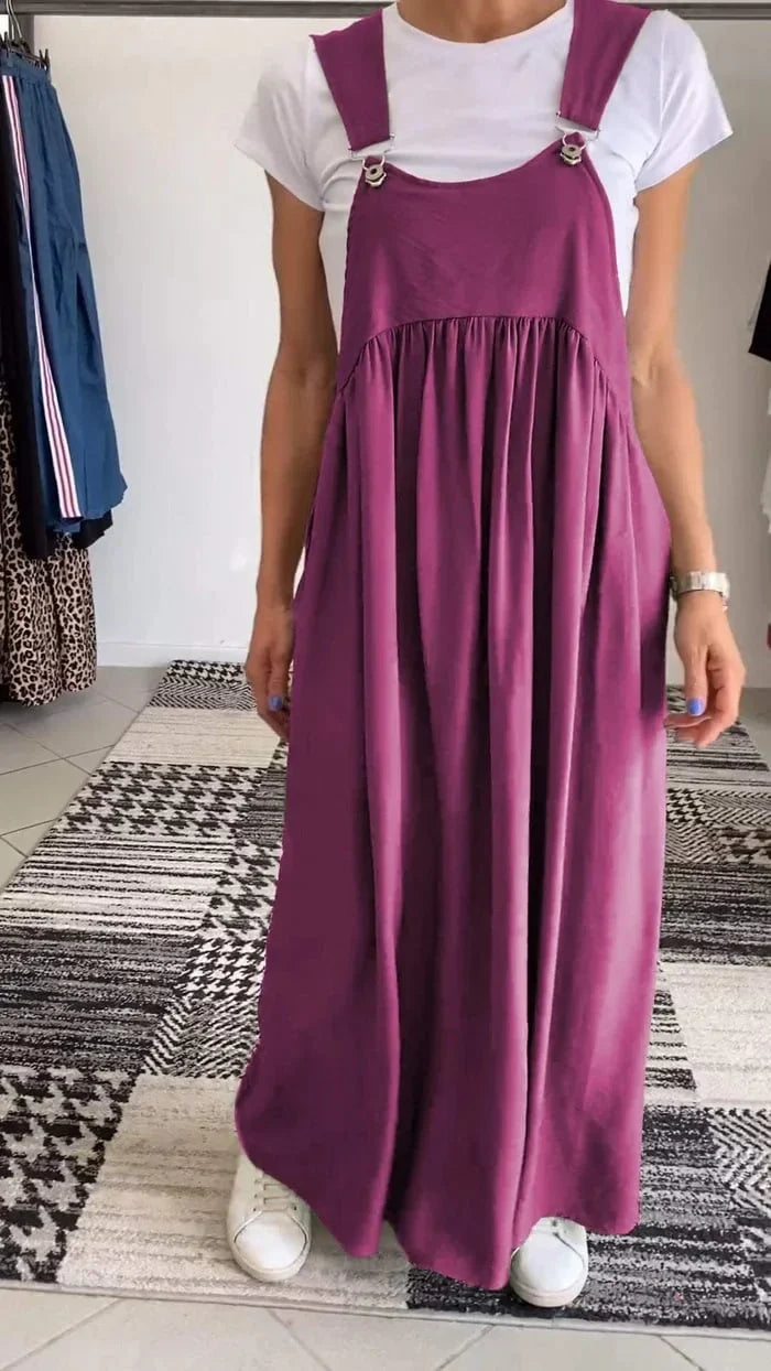 Regla - Loose Cotton And Linen Suspender Dress