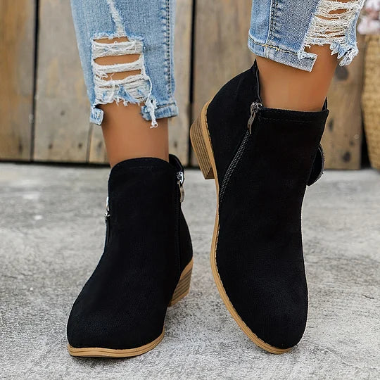 Farah - Orthopedic Leather Ankle Boots With Zipper