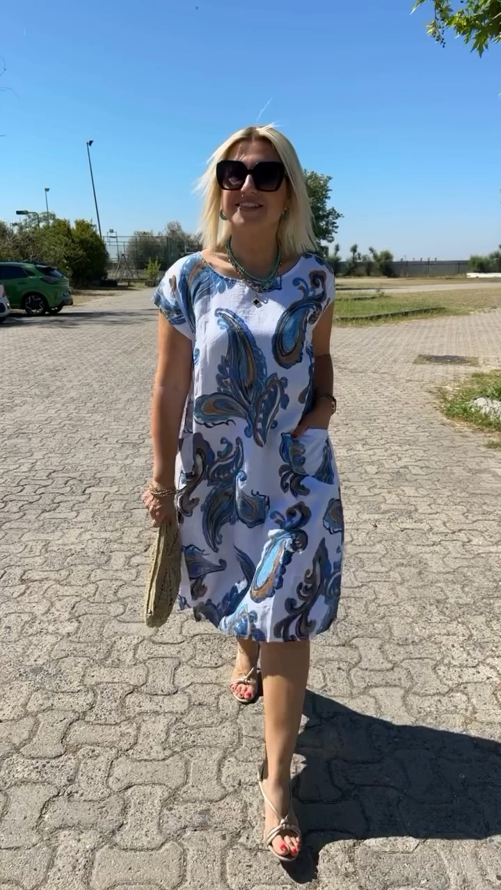 Hazal - Elegant Cotton Dress With Print