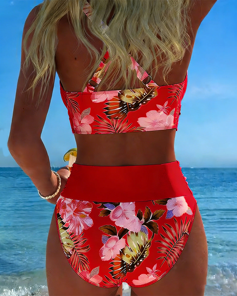 Hinari - Floral High Waisted Bikini Set