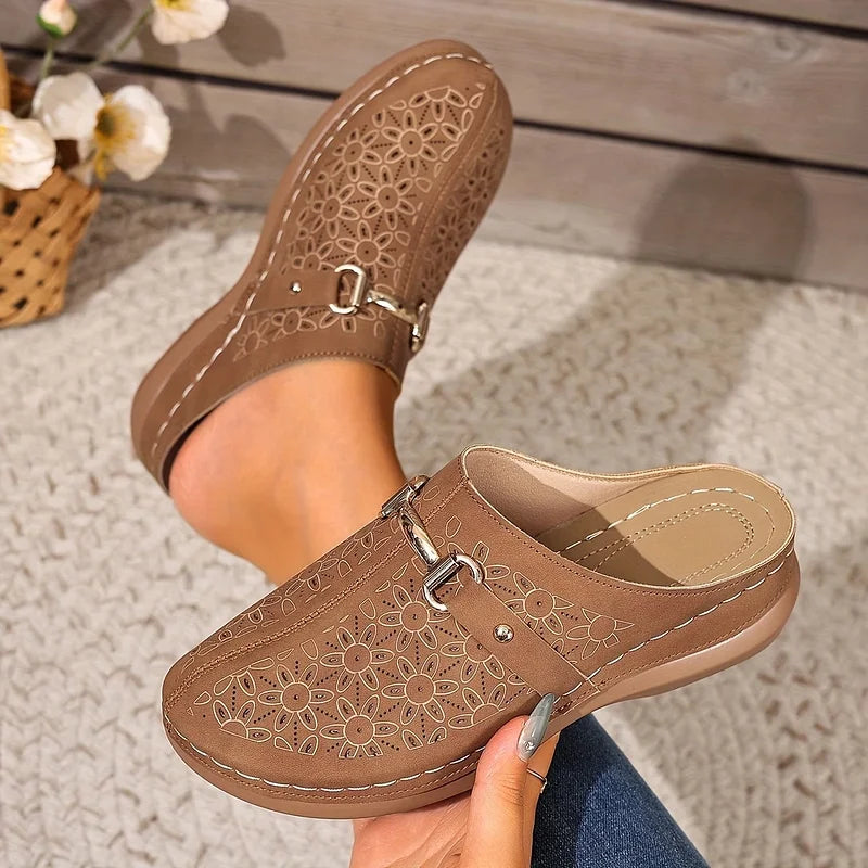 Hailen - Casual Floral Slip-On Loafer Mules