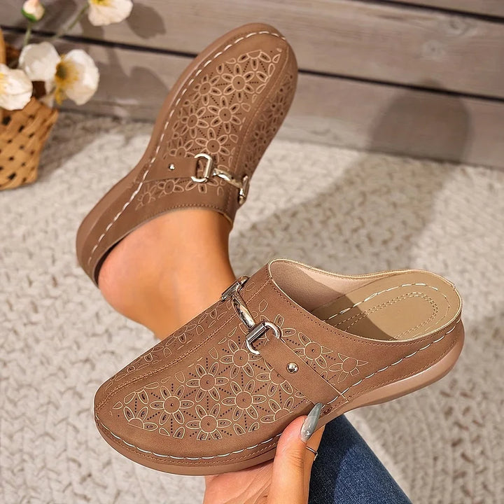 Hailen - Casual Floral Slip-On Loafer Mules