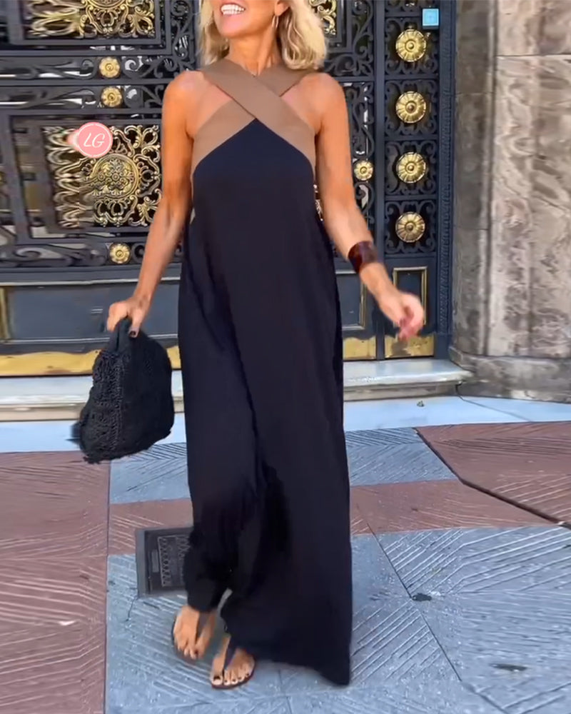 Giana - Elegant Backless Dress With Crossover Neck