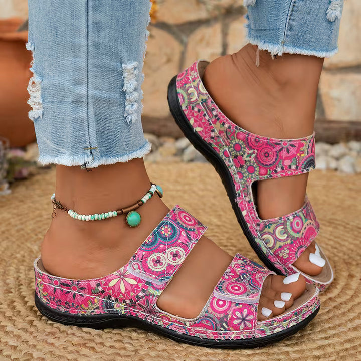 Dhifef - Summer Thick Heeled Printed Sandal