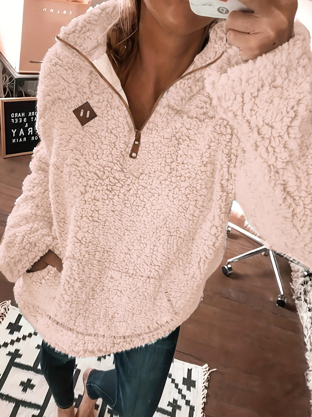 Willemien - Long Sleeve Fleece Zippered Sweatshirt