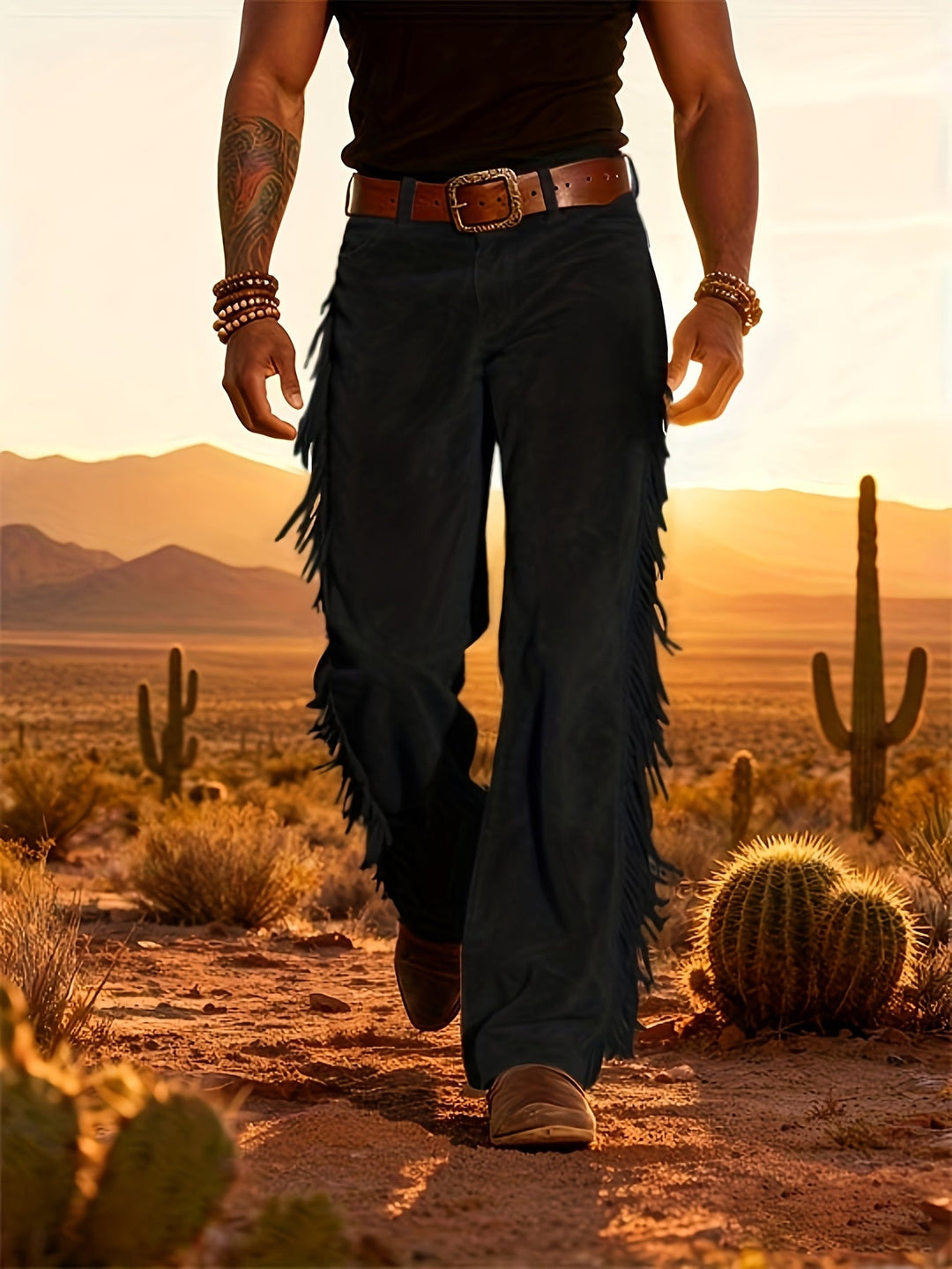 Altan - Casual Retro Western Fringe Trousers