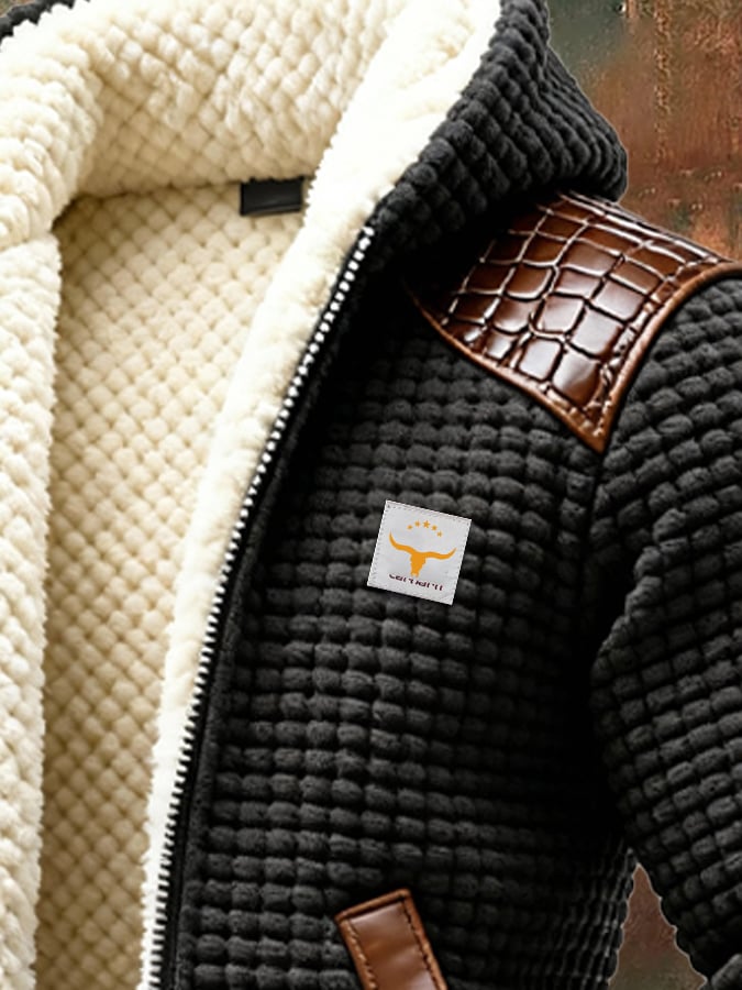 Giovanni - Checkered Leather Jacket With Hood