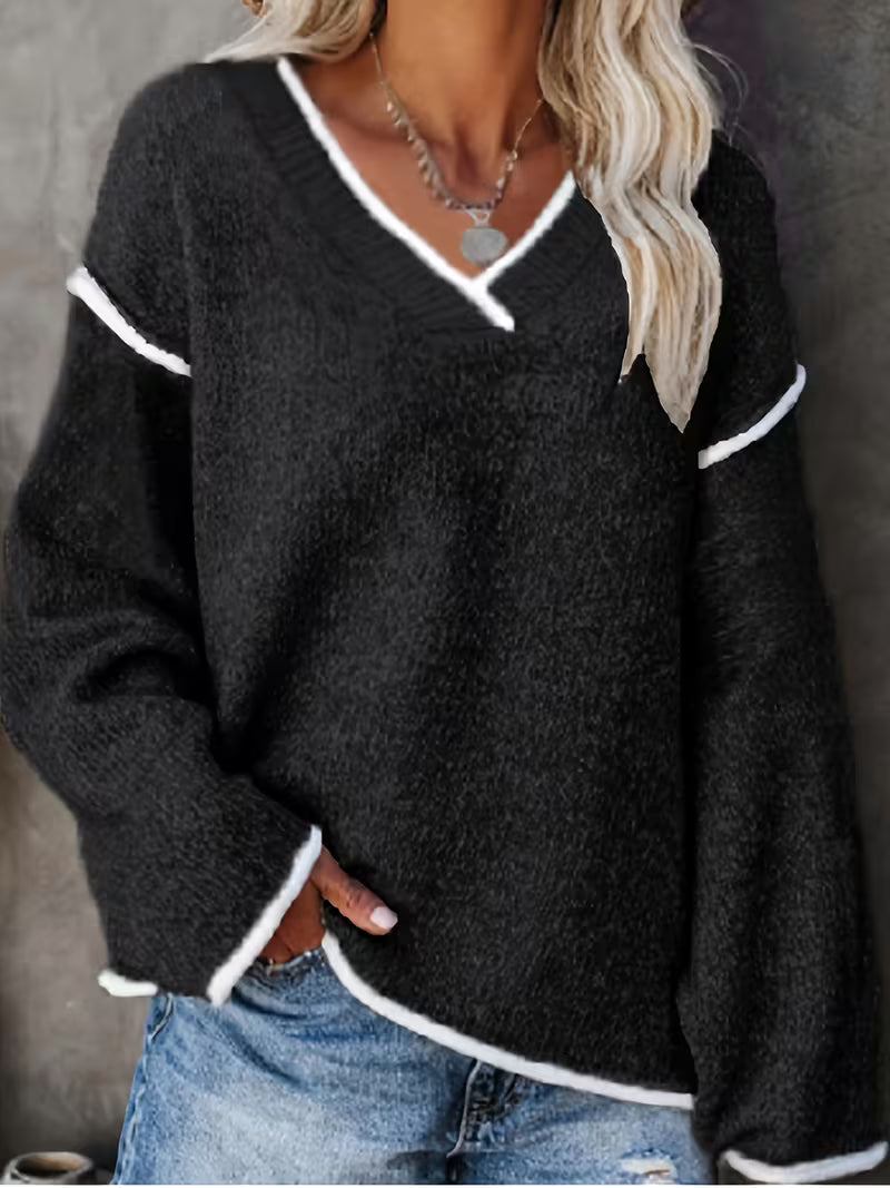 Ginny - Casual Long Sleeve And V-Neck Sweater