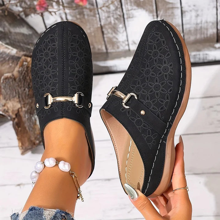 Hailen - Casual Floral Slip-On Loafer Mules