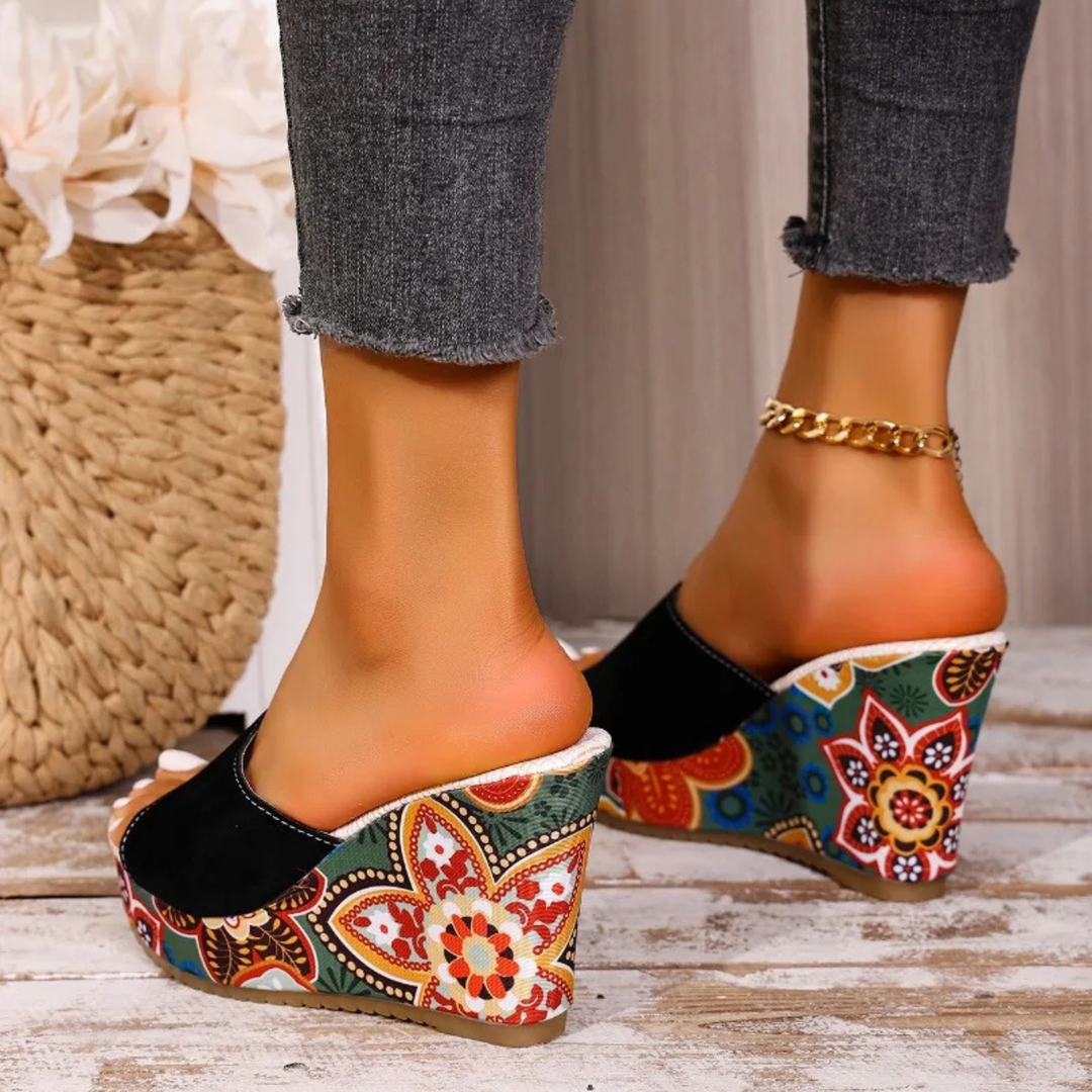Laerke - Floral Print Wedge Sandal