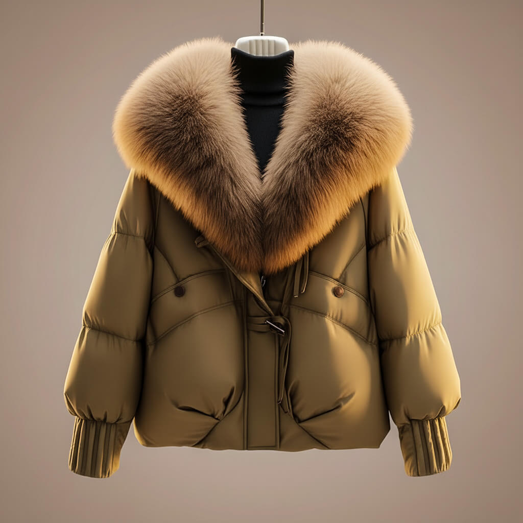 Enina - Stylish Cotton Coat With Fur Collar