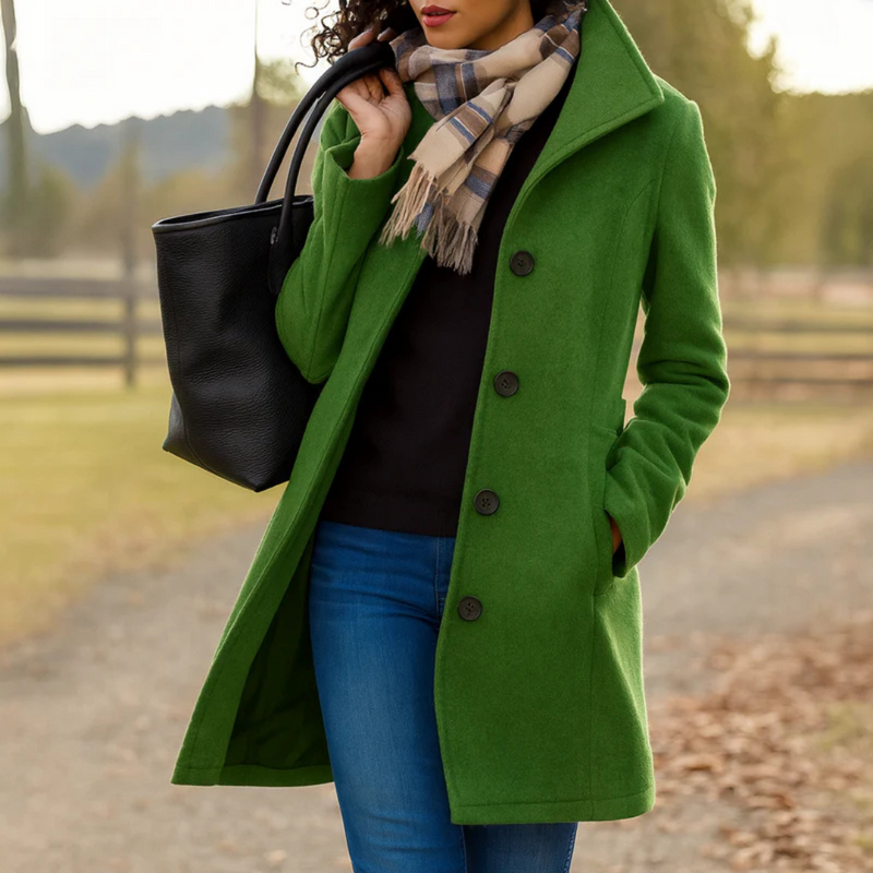 Quendra - Long Sleeve Button Up Coat