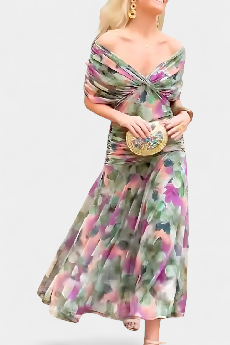 Rawan - Chiffon Off Shoulder Maxi Dress