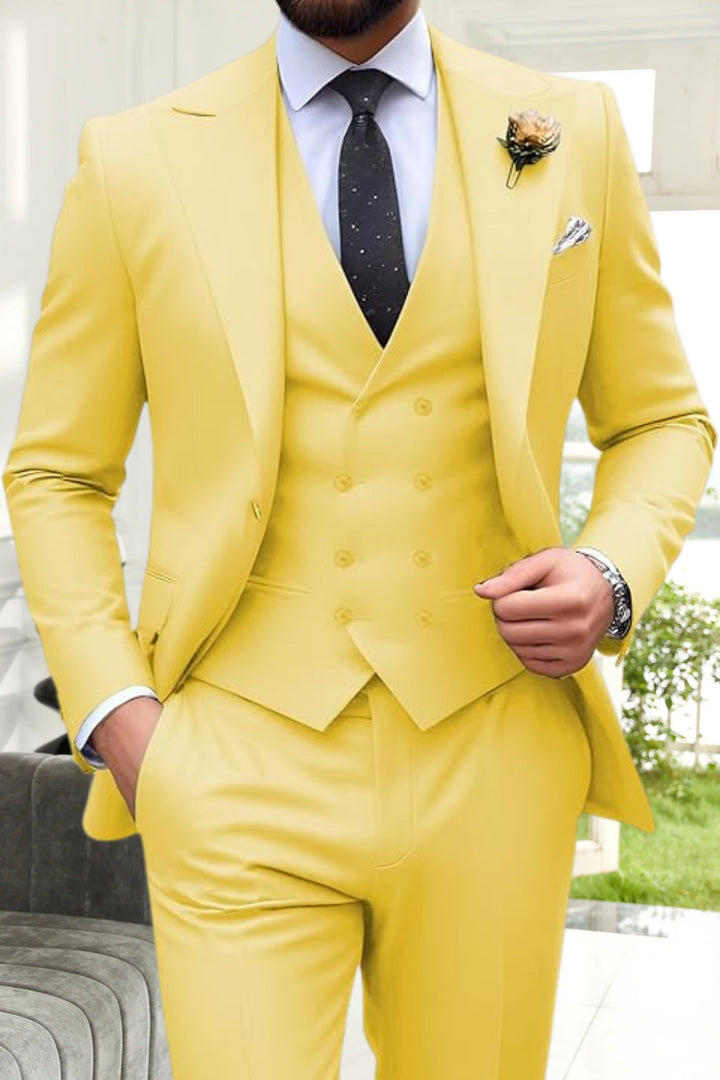 Gremist - Peak Lapel Slim Fit 3 Piece Suits