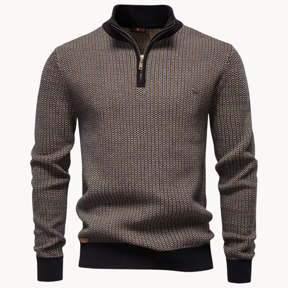 Yvesmund - Half-Zip Jacquard Knit Sweater