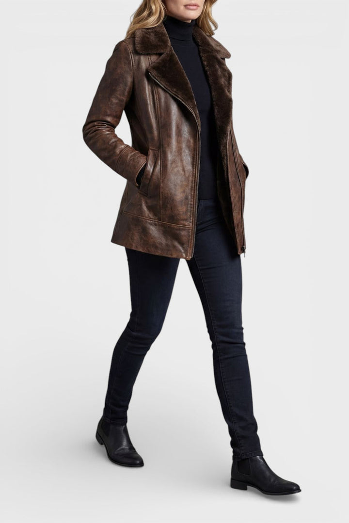 Mystara - Sheepskin Lined Leather Jacket