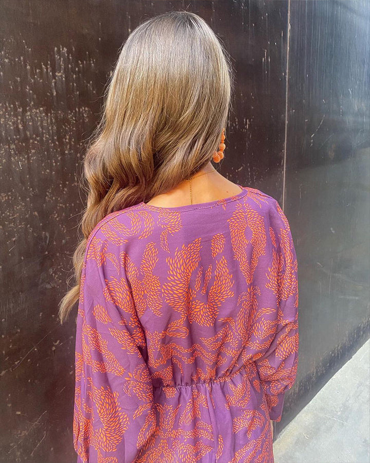 Dineke - Elegant Long Sleeve Floral Print Dress
