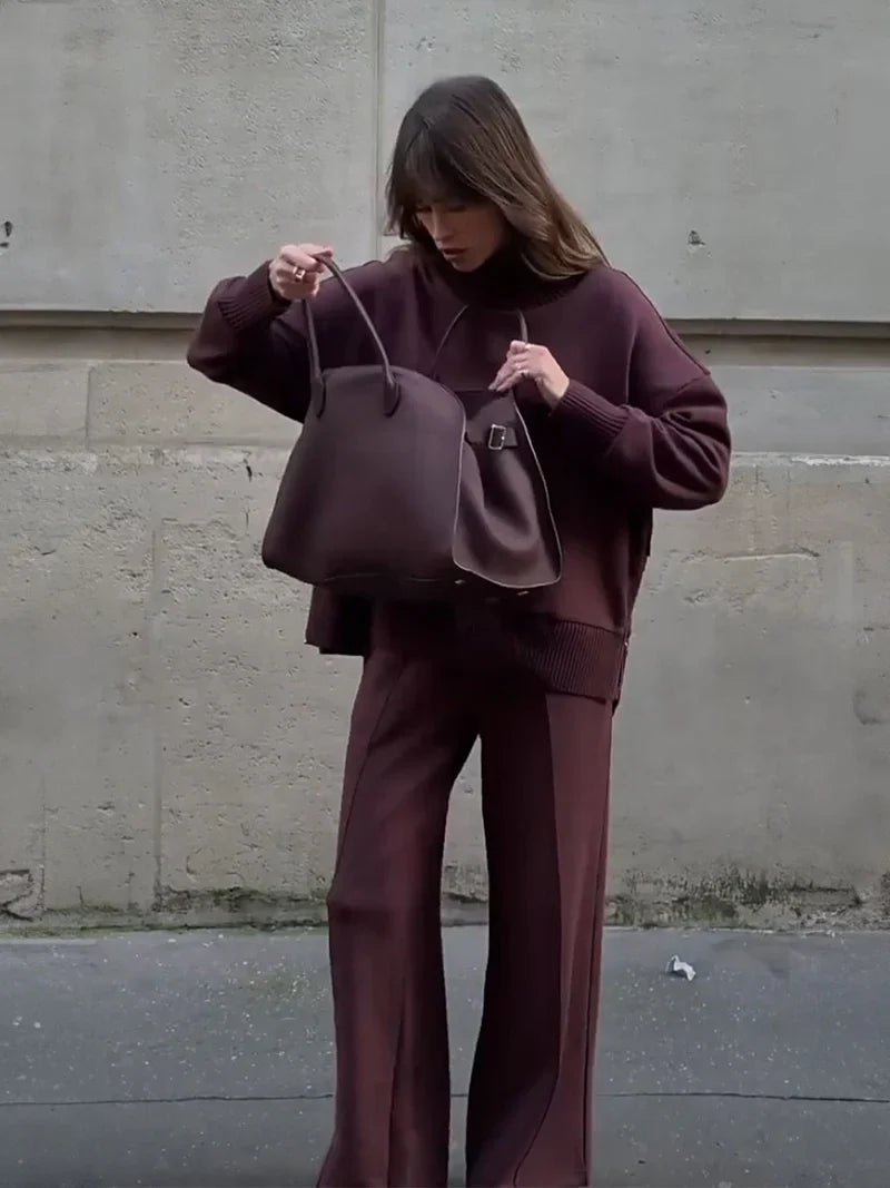 Nogaelle - Elegant Loose Fit Sweatshirt Set