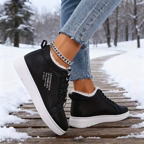 Arlena - Winter Lace-Up Sneakers with Fur Lining