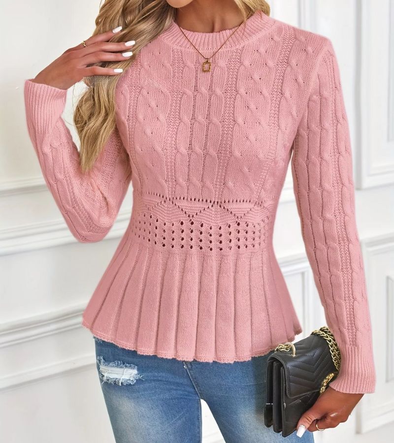Olena - Knitted Sweater With Peplum Hem