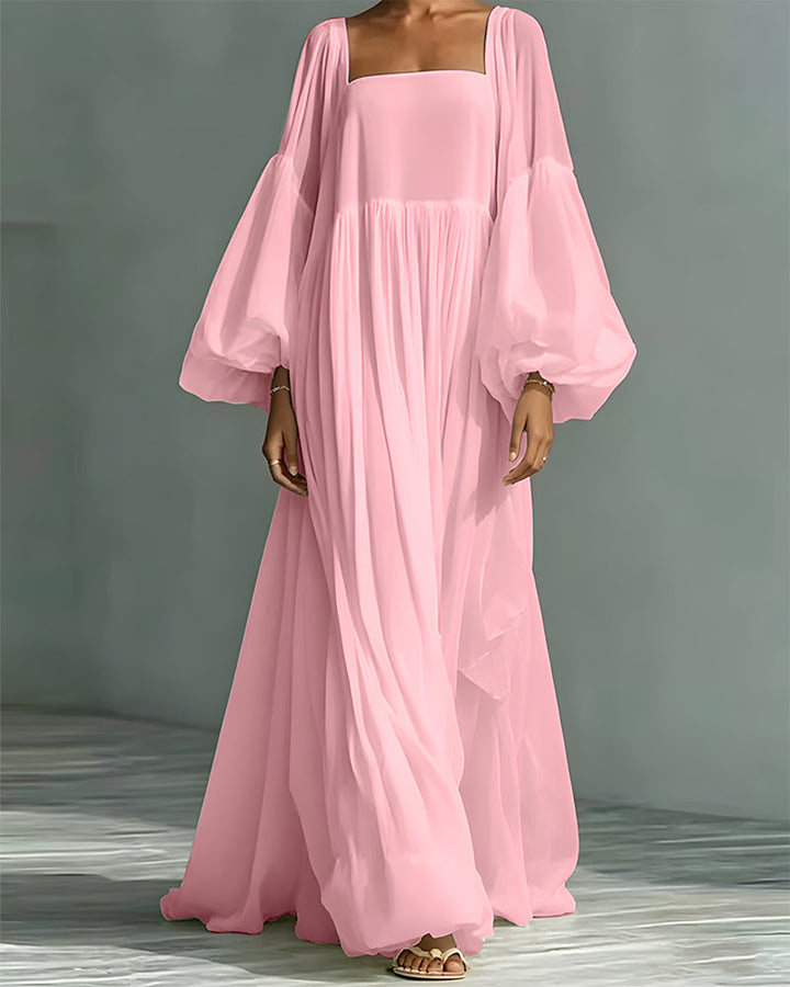 Nunila - Square Neckline Fairy Maxi Dress