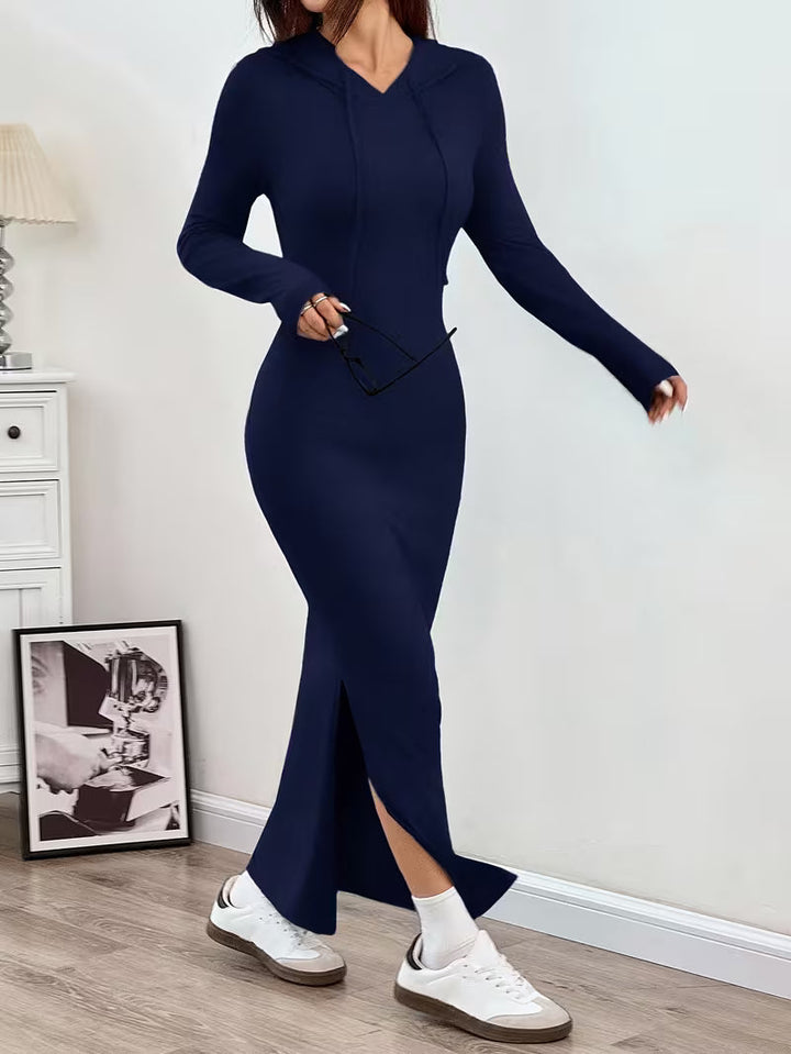 Valeia - Long Sleeve Maxi Dress With Hood
