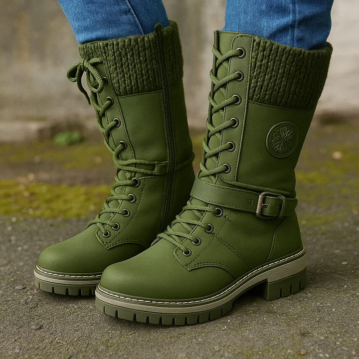 Carolina - Twist Boots With Side Zipper