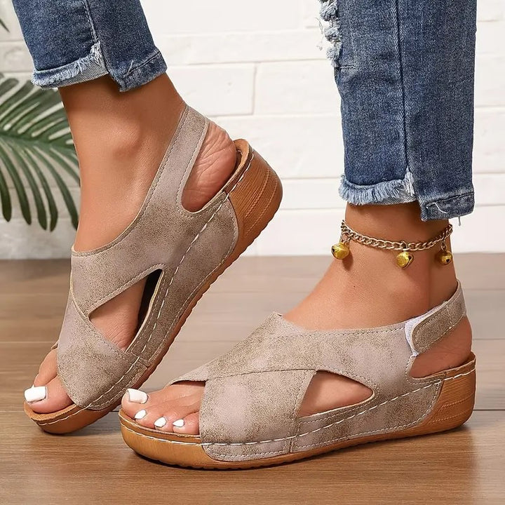 Clarisa - Cross Strap Wedge Sandal