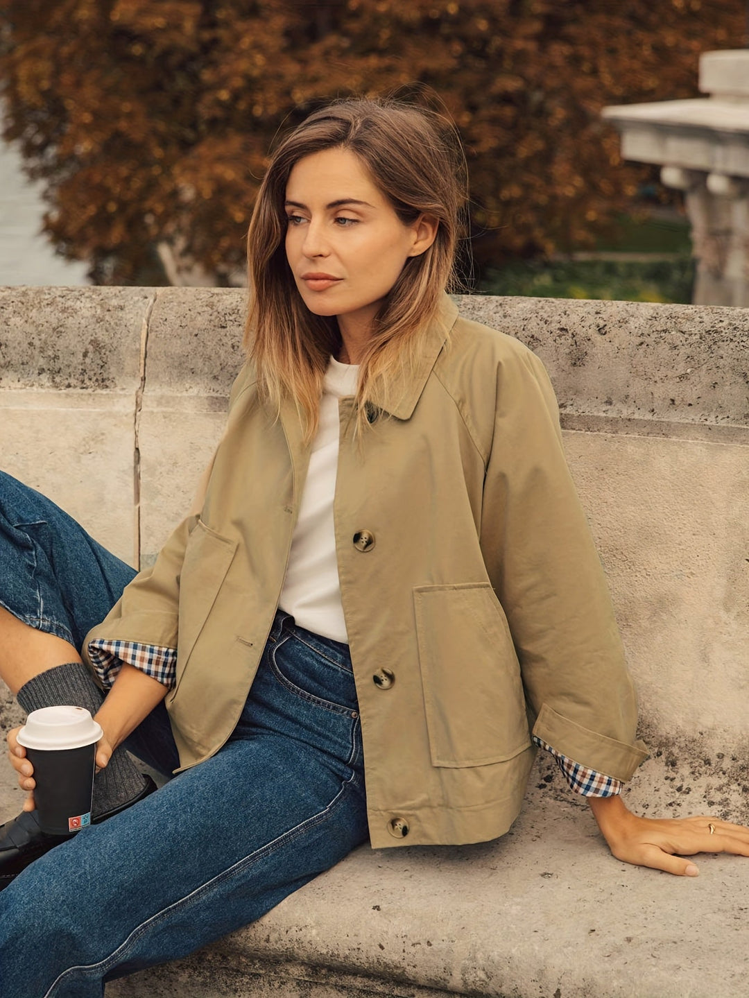 Zaraetta - Classic Collared Jacket With Button Front Closure