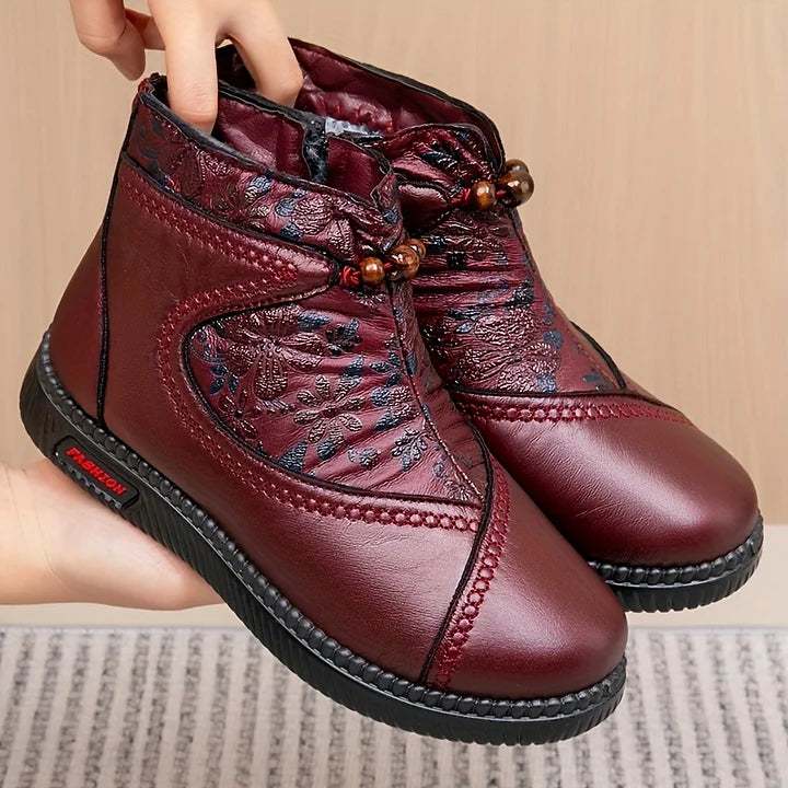 Robbie - Vintage Floral Leather Ankle Boots
