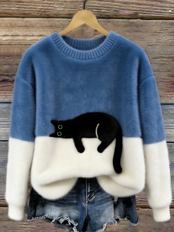 Kalisine - Casual Cat Graphic Sweater