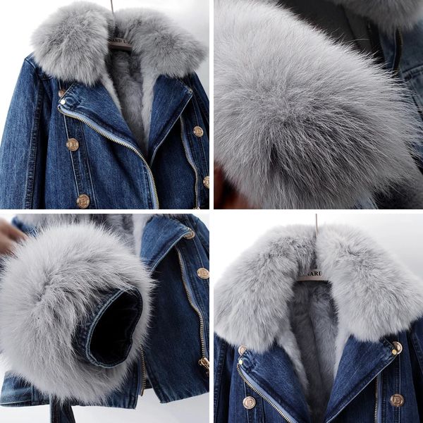Phylicia - Elegant Faux Fur Denim Jacket