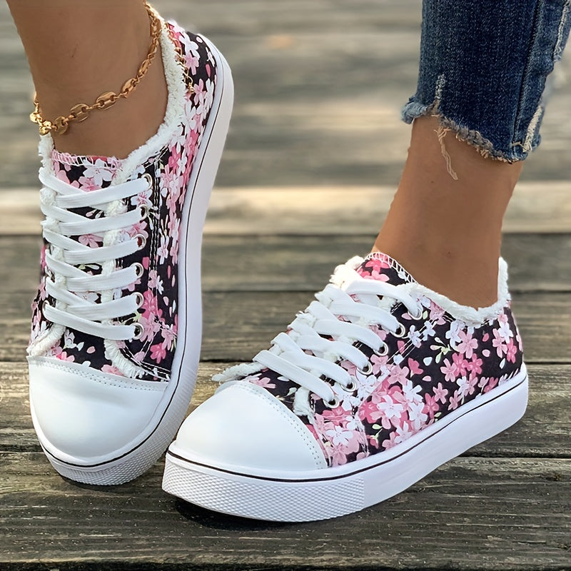 Bristy - Floral Print Lace-Up Shoes